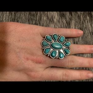 Turquoise squash cluster ring
